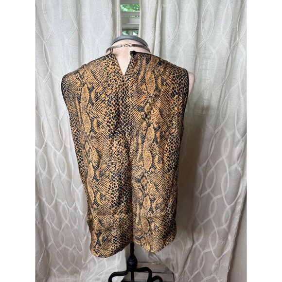 VTG 90s Blue Ice silk Animal Print Safari reptile snakeskin Sleeveless Top12 - Picture 3 of 11